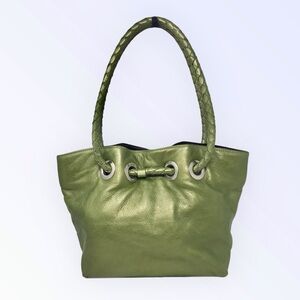 Susan Farber NWOT Leather Shoulder Bag Metallic Green Soft Leather